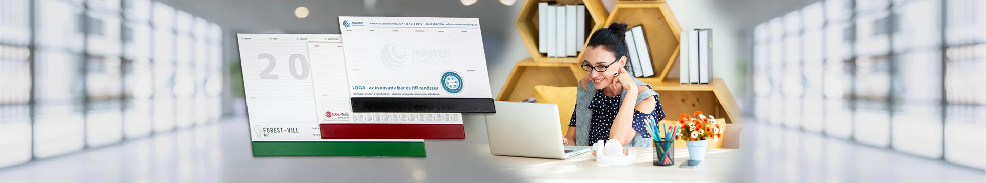 céges asztali könyöklő naptár készítés