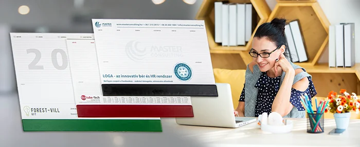 céges asztali könyöklő naptár készítés
